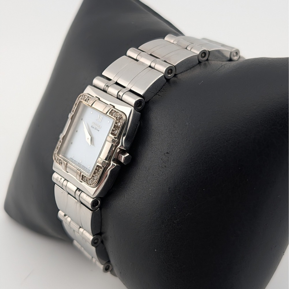 Citizen Eco-Drive B023-S001439 Square MOP Dial Women's Watch Crystal Accent SS - Picture 5 of 10